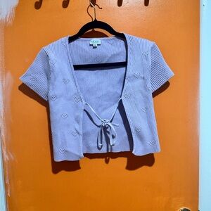 Le Lis Light Purple Tie-Front Crop Top